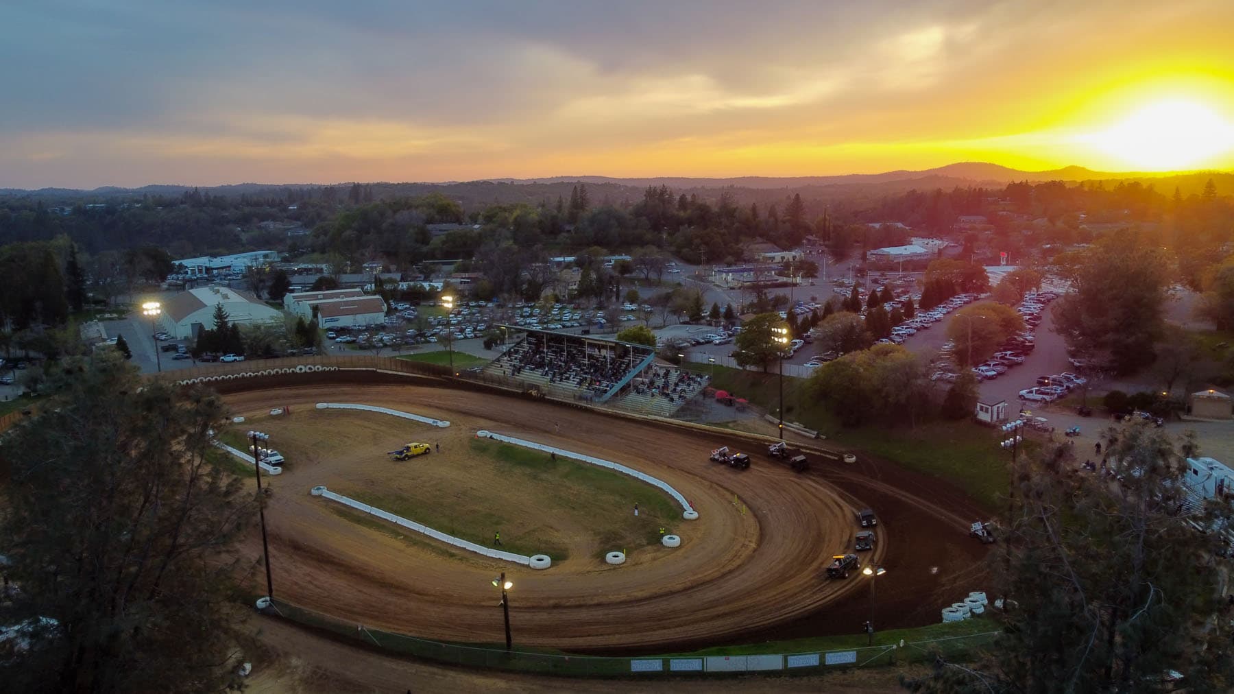 Aerial view of Placerville Speedway at the El Dorado County Fairgrounds