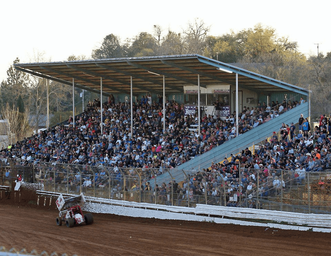 The grandstands at Placerville Speedway